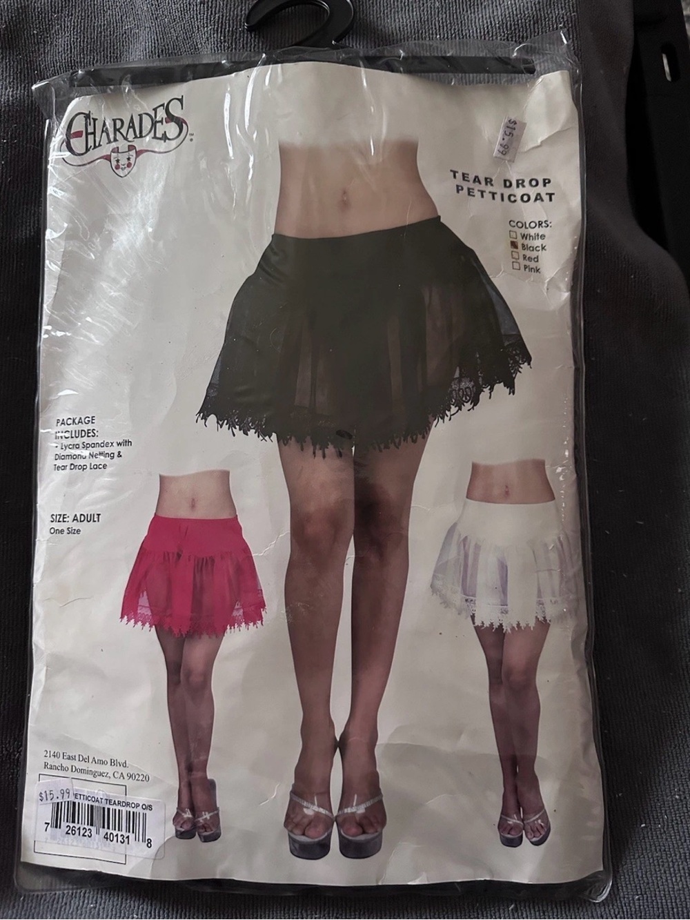 Charades Black Tear Drop Petticoat Size Adult